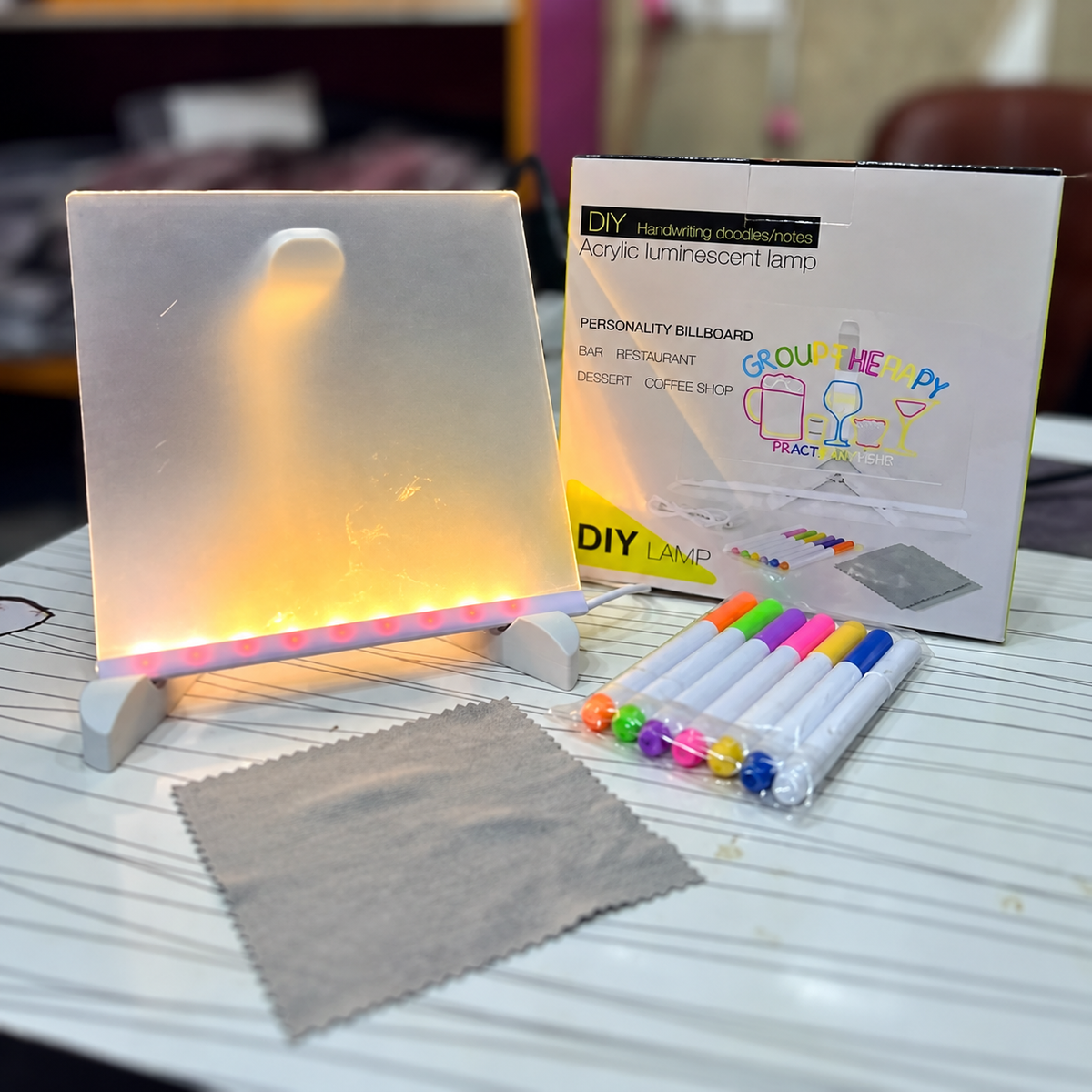 DIY Acrylic LED Writing Board – Glow Drawing Lamp with 7 Pens