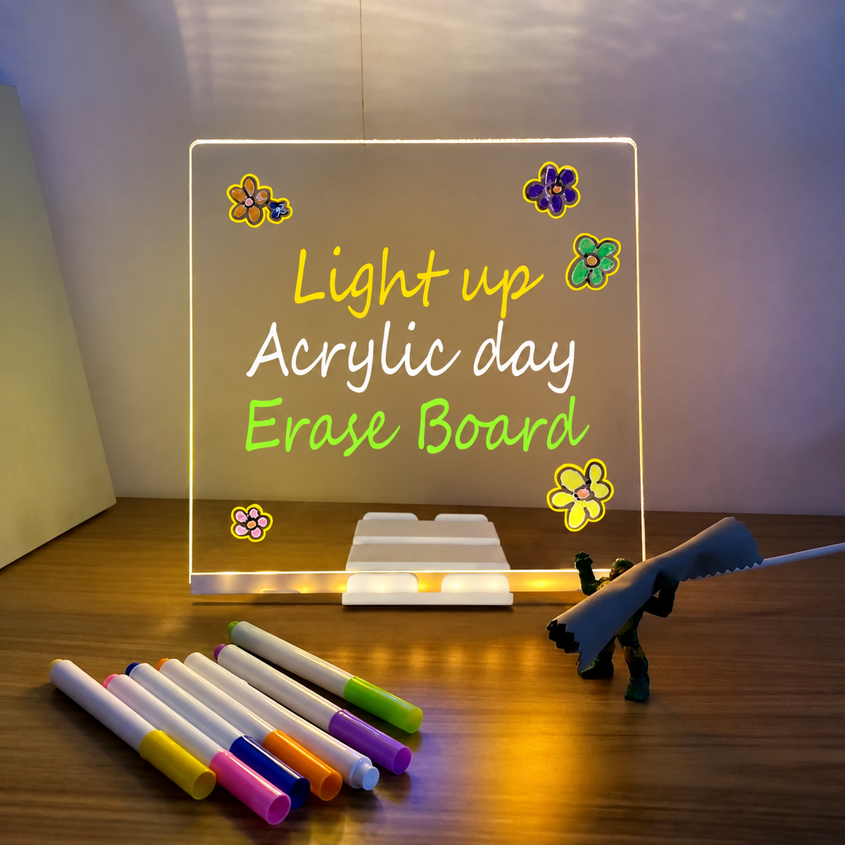 DIY Acrylic LED Writing Board – Glow Drawing Lamp with 7 Pens
