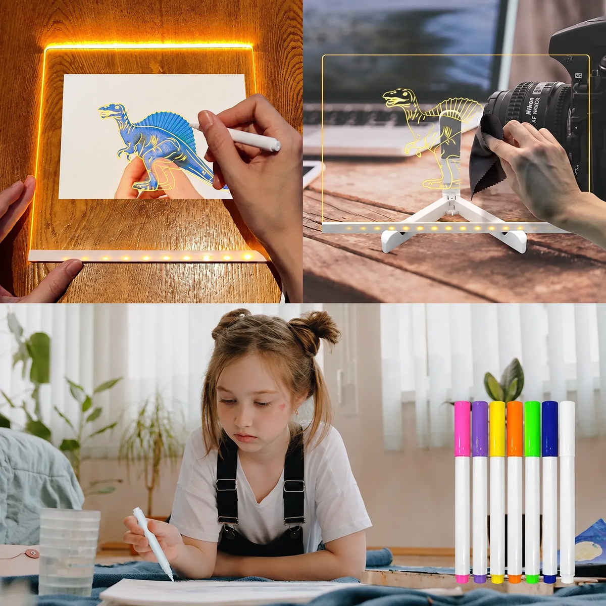 DIY Acrylic LED Writing Board – Glow Drawing Lamp with 7 Pens