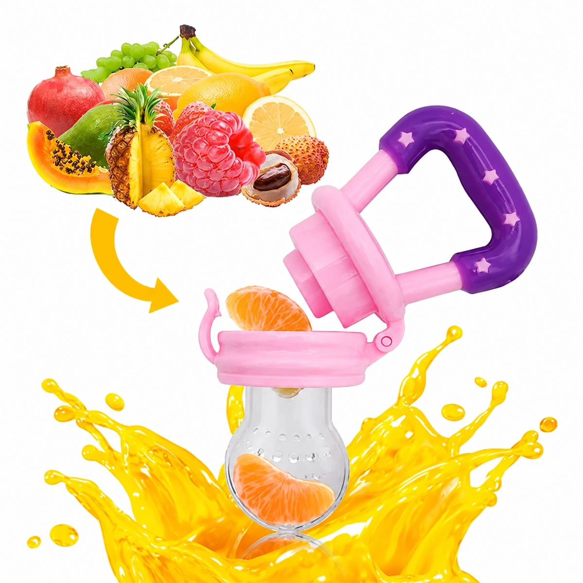 Baby Fruit Feeder Pacifier – Silicone Fresh Fruit Teething & Feeding Nibbler