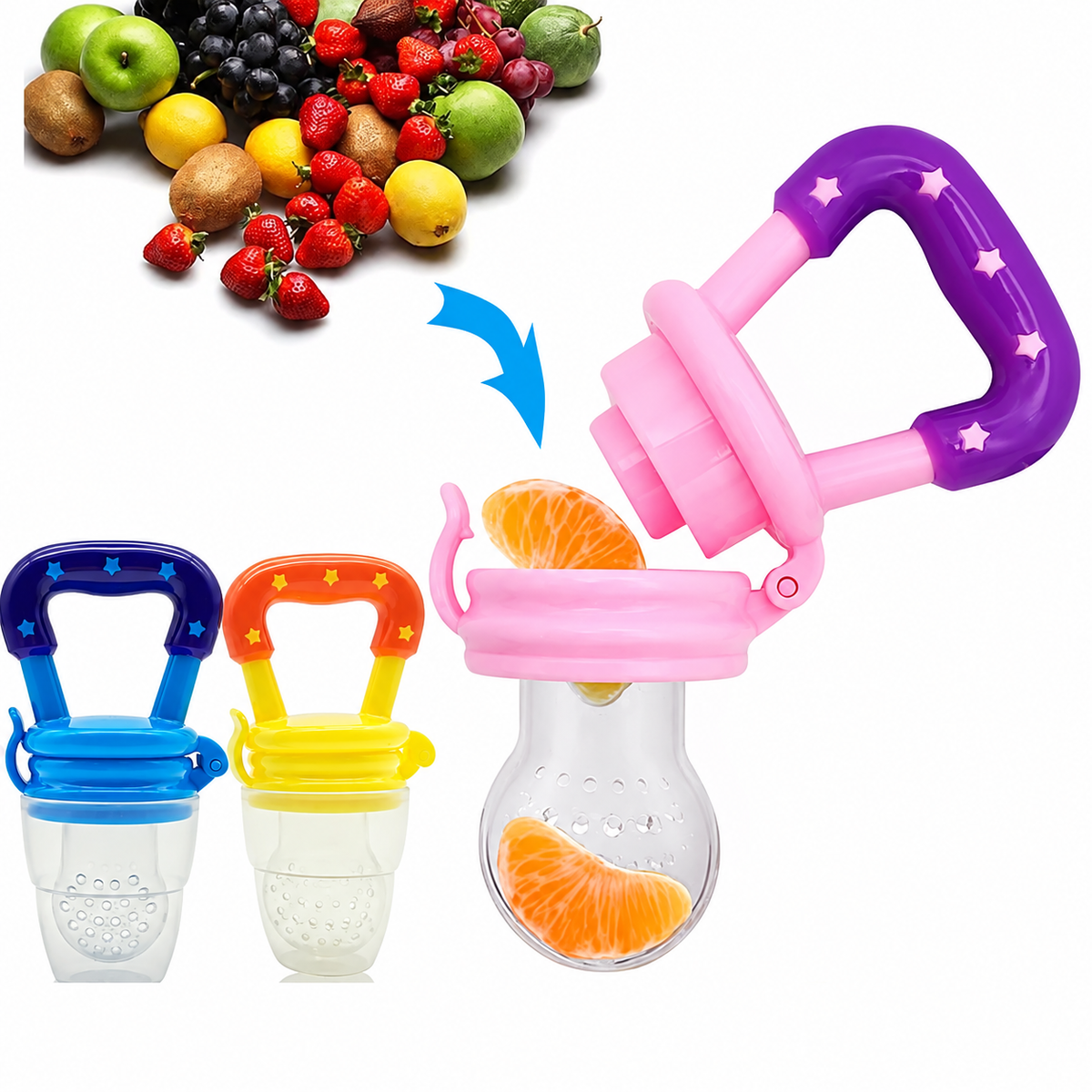 Baby Fruit Feeder Pacifier – Silicone Fresh Fruit Teething & Feeding Nibbler
