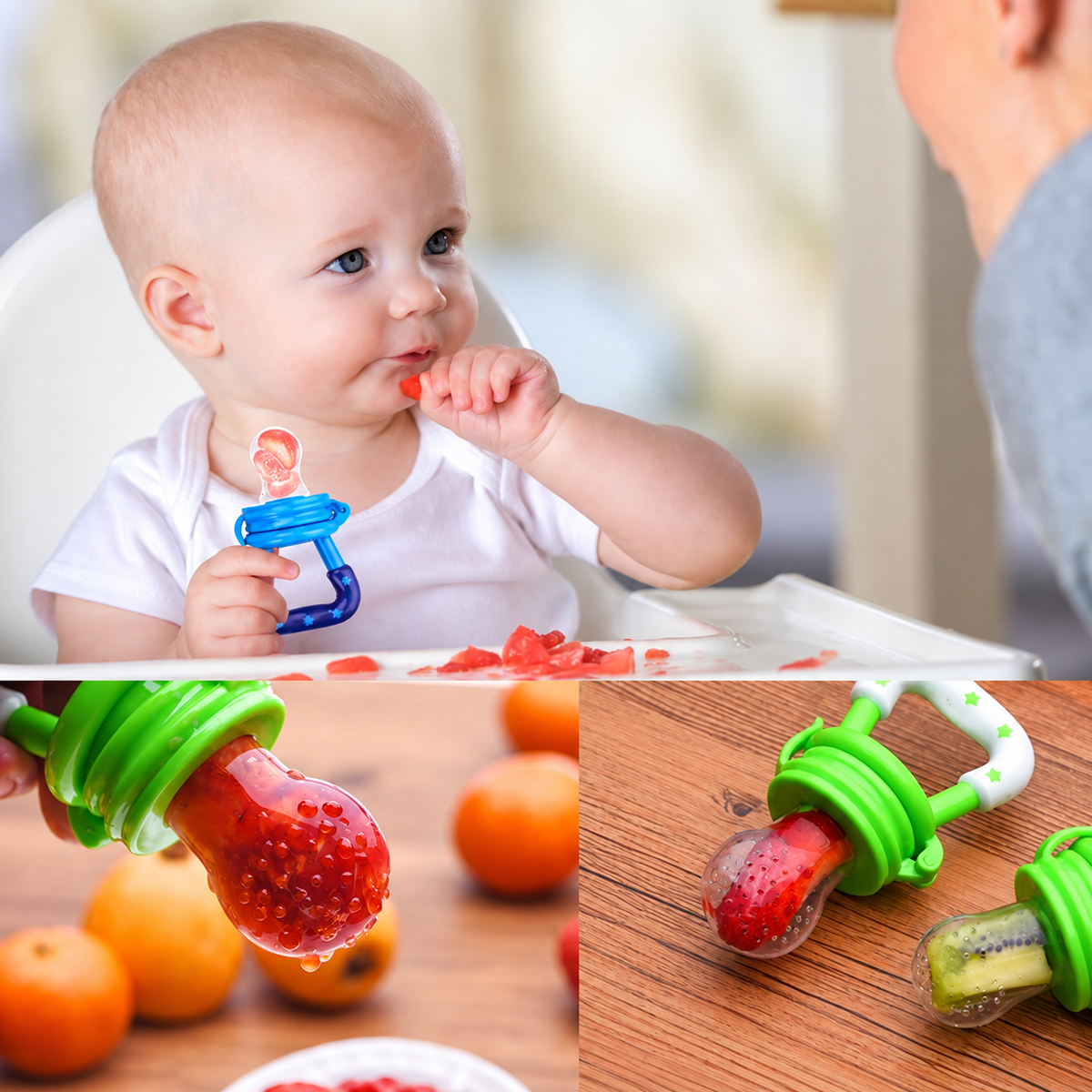 Baby Fruit Feeder Pacifier – Silicone Fresh Fruit Teething & Feeding Nibbler