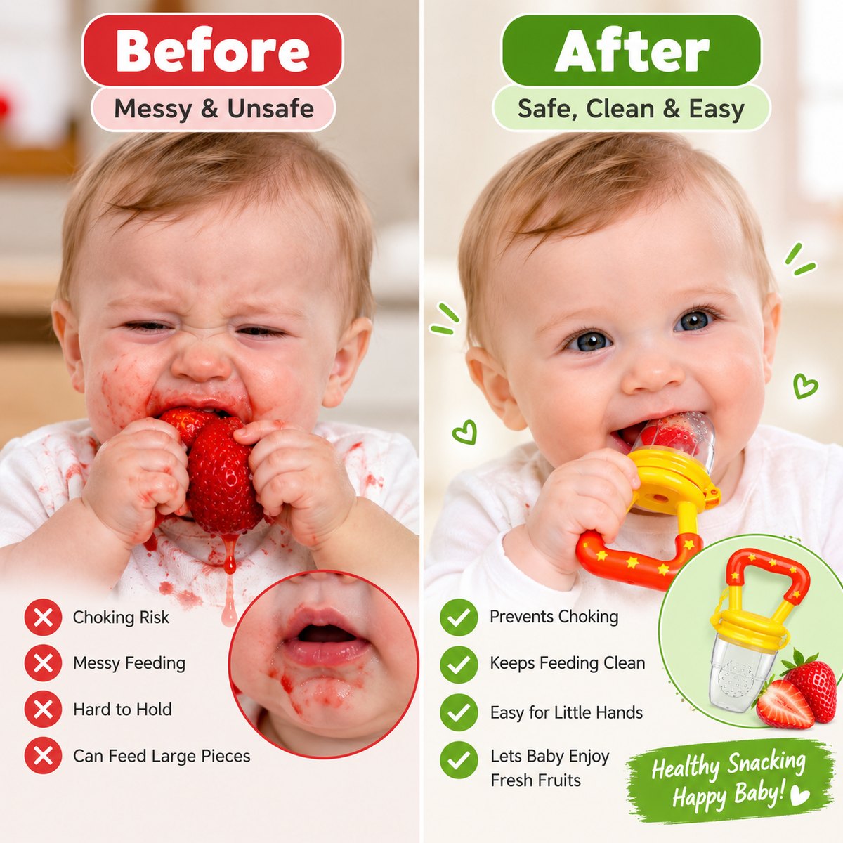 Baby Fruit Feeder Pacifier – Silicone Fresh Fruit Teething & Feeding Nibbler