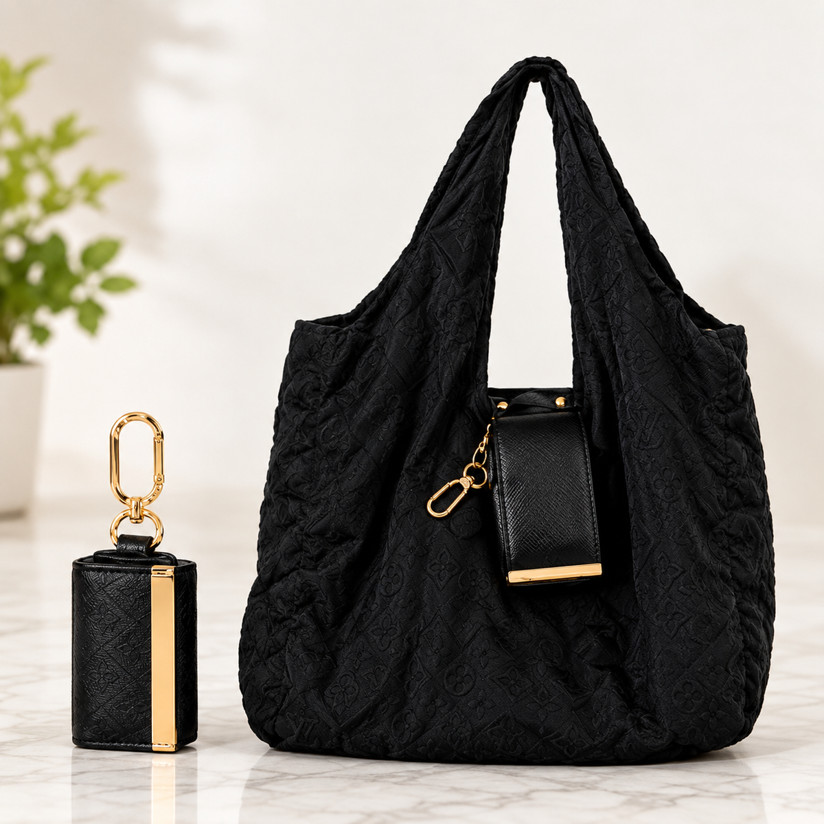 Foldable Tote Bag with Clip-On Case
