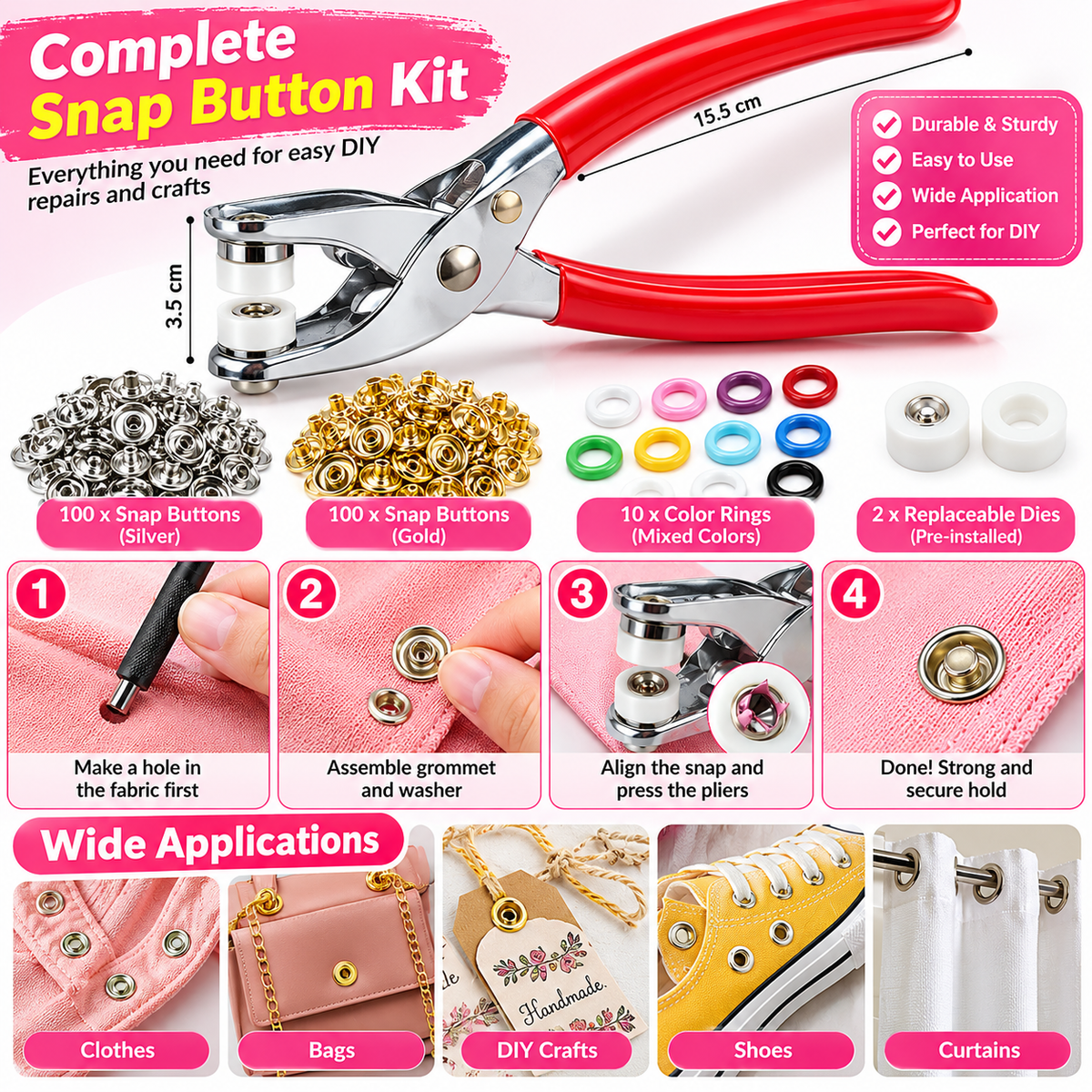 Snap Button Pliers Kit – With Buttons