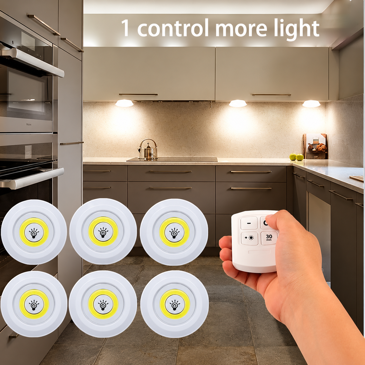 Wireless LED Puck Lights with Remote