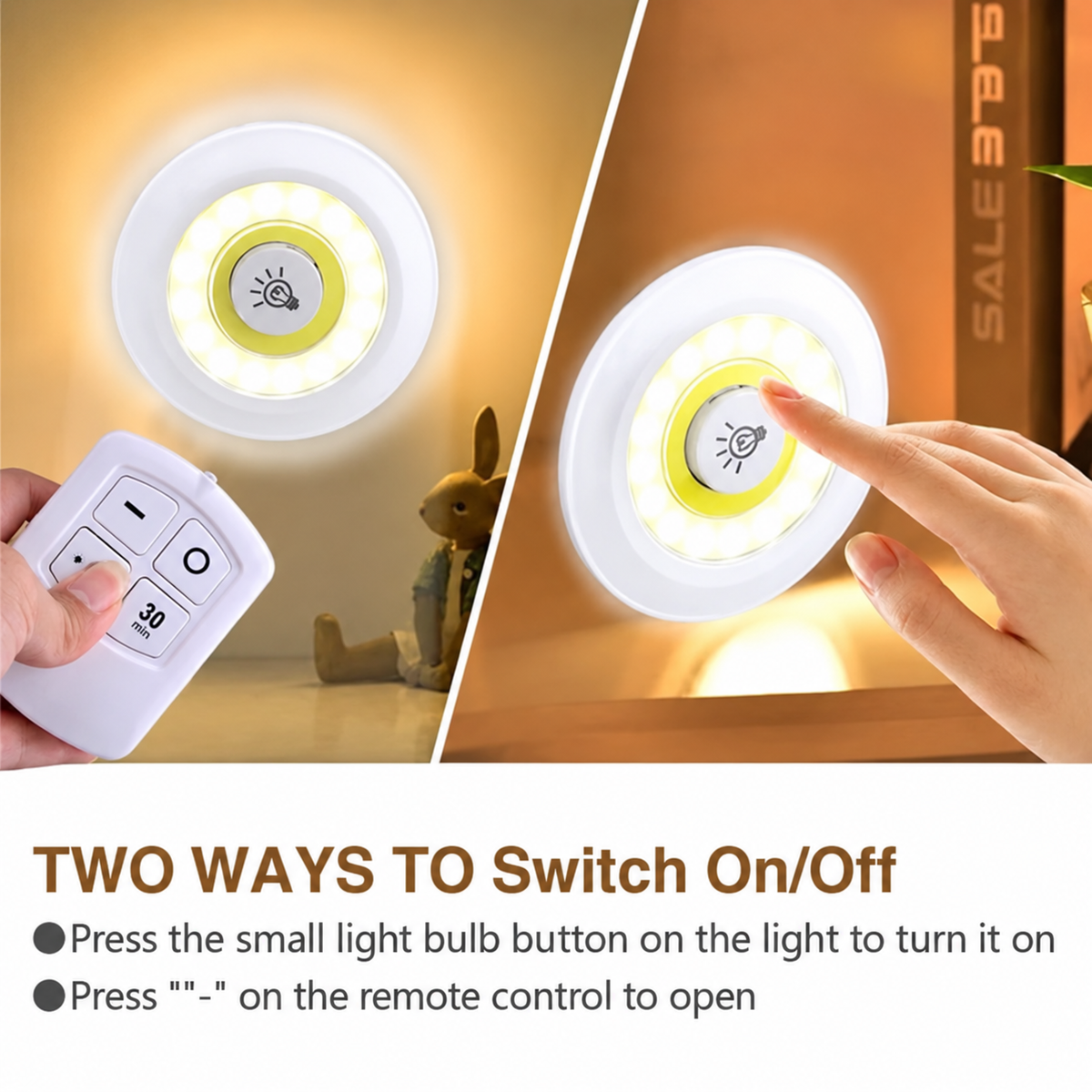 Wireless LED Puck Lights with Remote