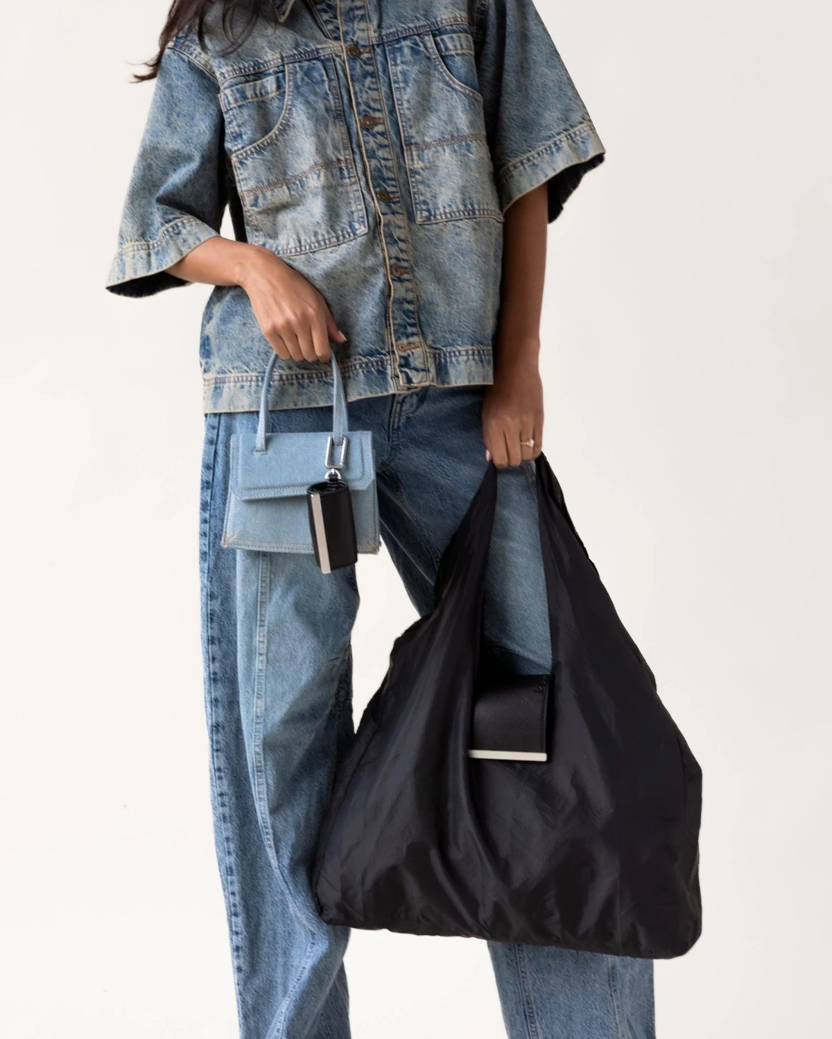 Foldable Tote Bag with Clip-On Case